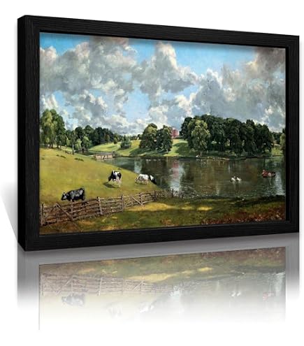 Pittura Con I Numeri Per Adulti E Bambini, Tela 40x50 Cm, "The Hay Wain" Di John Constable, Kit Completo Con Colori Acrilici E Pennelli