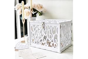 OurWarm DIY White Wedding Card Box with Lock PVC Card Box Graduation Card Box Perfect for Weddings, Baby Showers, Birthdays, Bridal or Baby Showers