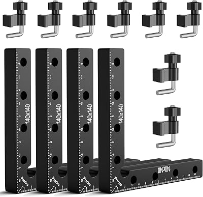 Preciva 90 Degree Right Angle Positioning Square Clamp Aluminum 4 Sets 14cm 5.5"