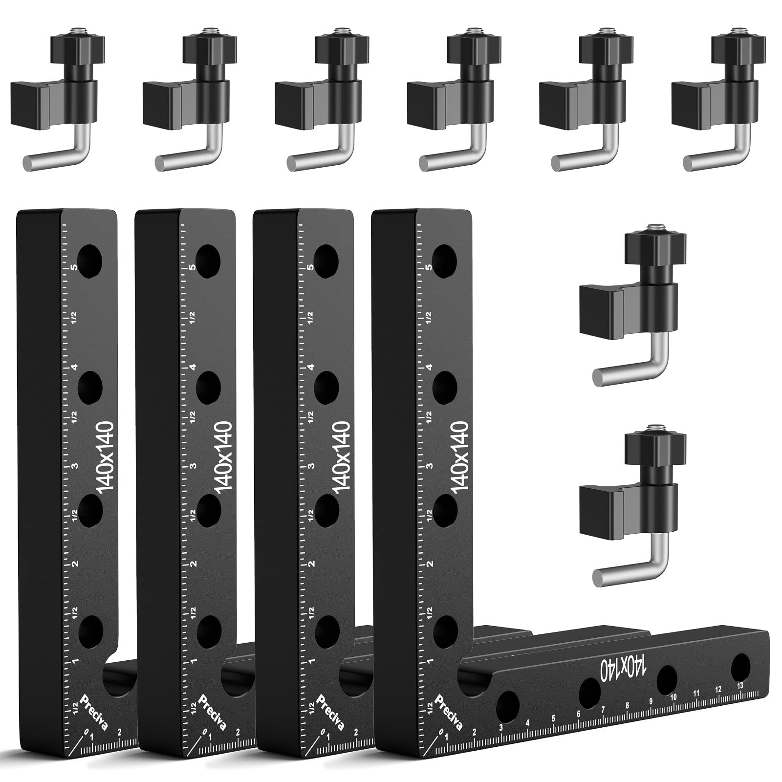 Preciva 90 Degree Right Angle Positioning Square Clamp, Aluminum Alloy Right Angle Clamp,Professional Woodworking Tools Woodworking Block for Picture Frames Cabinet Drawers - 4 Sets （14cm/5.5"