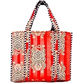 COTSILER Women Tote Bags Lightweight 18x16 Zipper Travel Bag Purse Cotton Shoulder Tote Bags For Shopping,Grocery,Beach Bag