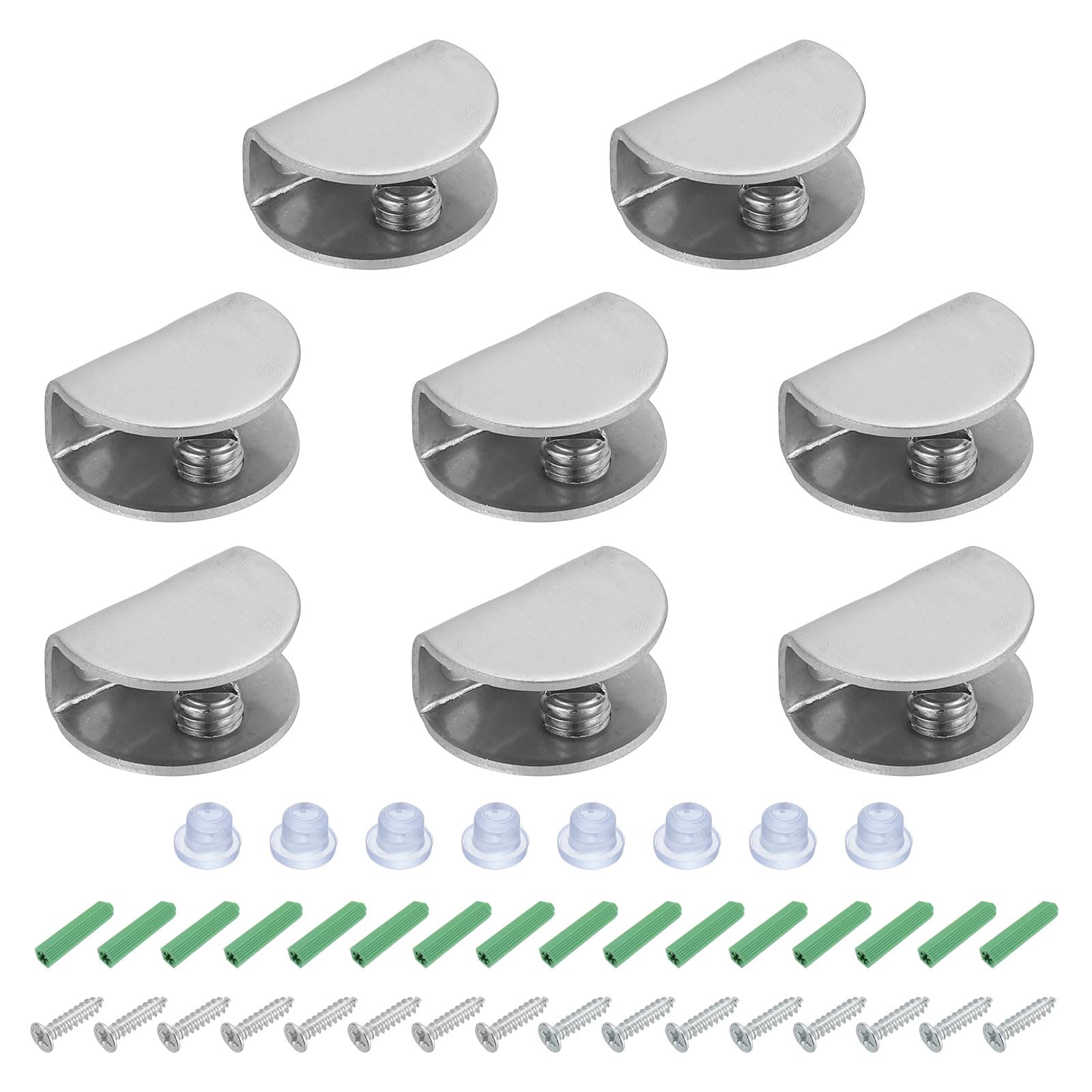 PATIKIL Glass Shelf Brackets, Stainless Steel Clamps Clip Holder Support with Screws for 5/16"-3/8"Glass Shelves Wall Mount,8Packs