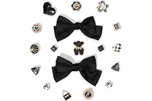 Ziigole 18Pcs Bow Shoe Charms for Women, Bling Rhinestones Shoe Charms Accessories, DIY Shoe Decoration Charms for Clogs Summer Sandals Party Favor