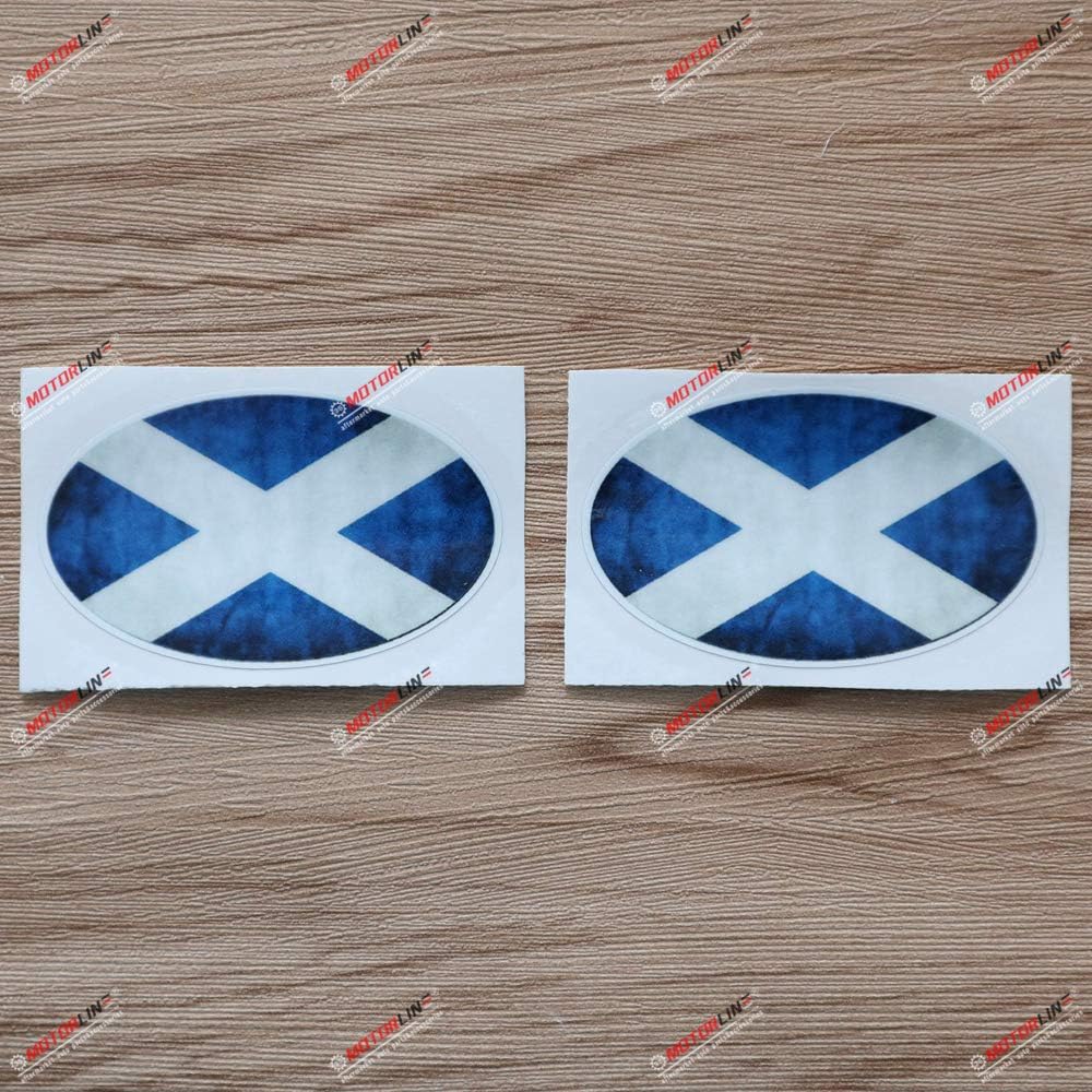 2X Glossy 3 Inches Scotland Scottish Flag Oval Decal Vinyl Sticker Car Laptop Window Distressed