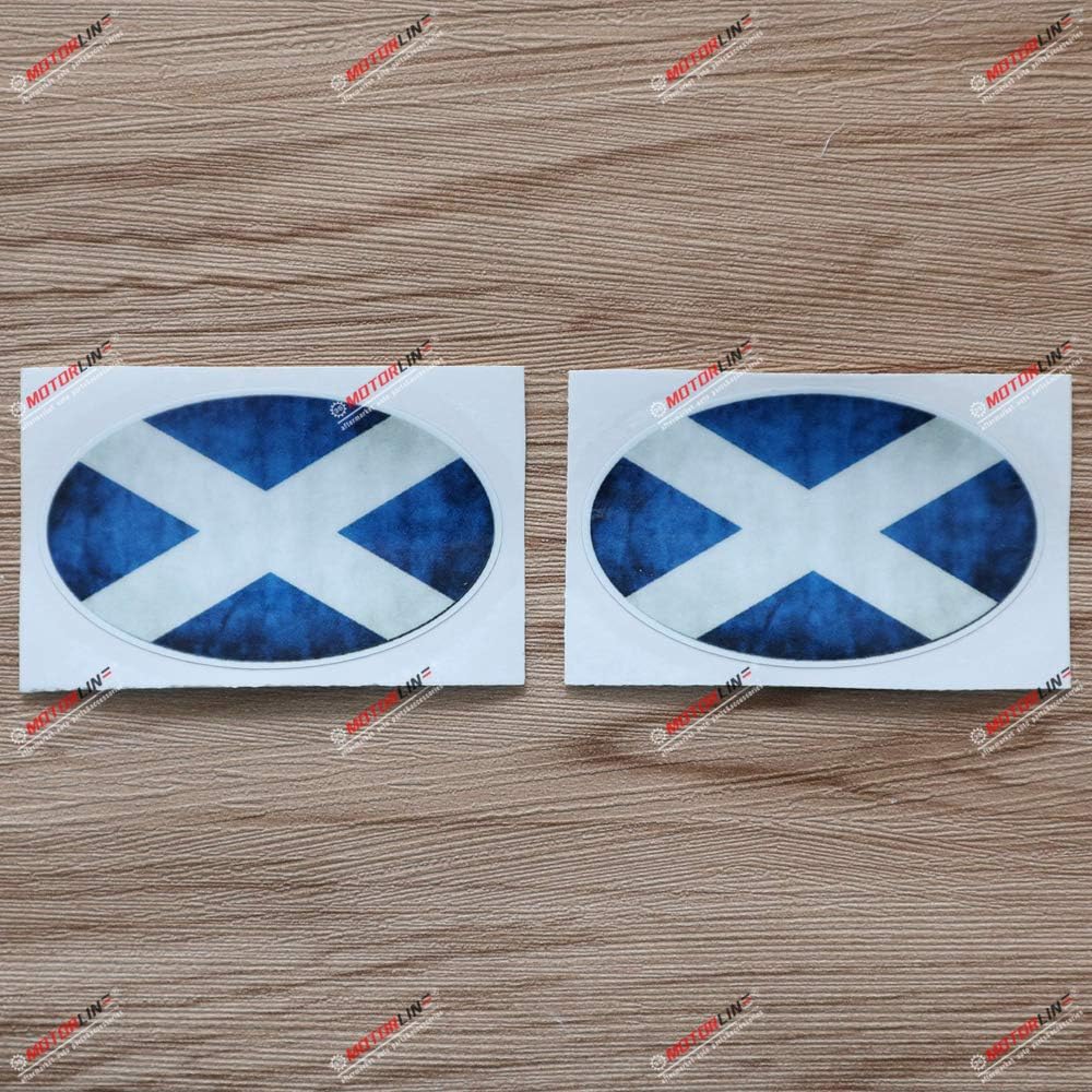 2X Glossy 3 Inches Scotland Scottish Flag Oval Decal Vinyl Sticker Car Laptop Window Distressed