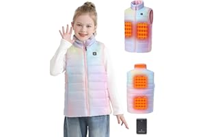 Hecusma Kids Heated Vest with 7.4V 12000mah Battery Pack Included, Heated Vest for Kids with 5 Heating Zones for Girls