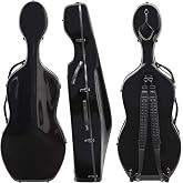 MI&amp;VI CC-7002 Classic Carbon Fiber Composite Cello Case (Full Size) 4/4 with Wheels | Carry Straps | 11.5lb Lightweight | Tough Shell (Black)
