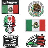 6 Pcs Mexico Mexican Embroidered Hook and Loop Emblem Patch Applique -Funny Meme Patches,Mexico Military Tactical Badge for Clothes,Jeans,Jacket, Backpacks,Vest,Bags,Hats