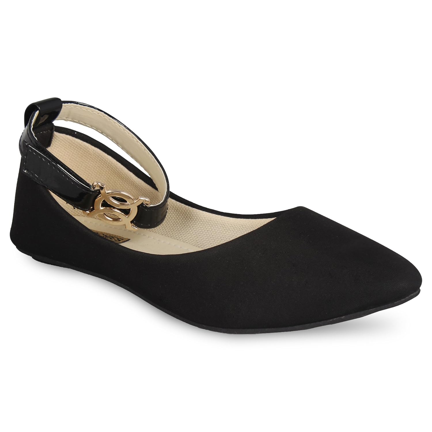 anand archies girl's black leather bellies