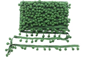 Yalulu 20Yards Mini Pom Pom Trim Ball Fringe Ribbon DIY Sewing Accessory Lace Trim for Pillow Curtains Home Decoration (Dark Green)