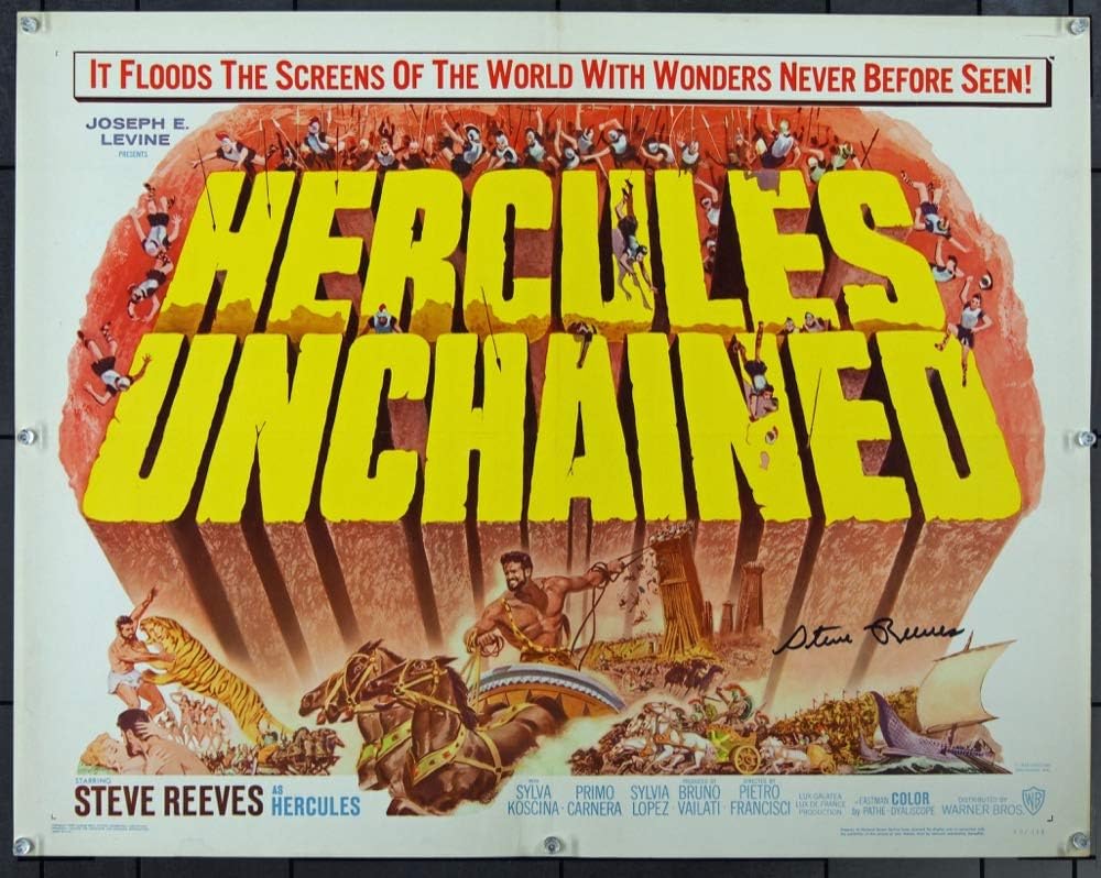 Hercules Unchained (1959) Original Half Sheet Movie Poster 22x28 Singed