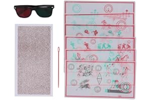 Red Green Fixed Vectograms Convergence Insufficiency Eye Training Low Vision Test Chart with Glasses, Stereo Training Cards V