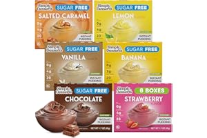 SIMPLY DELISH Simply Desserts Strawberry, Chocolate, Vanilla, Banana, Salted Caramel, Lemon Instant Pudding, Sugar-Free, Variety 6-Pack – Healthy Dessert, Keto Snacks, Vegan & Diabetic-Friendly, Kosher, 1.7 Oz Ea