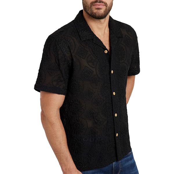 aeropostale dress shirts Short Sleeve Amalfi Coast Embroidered Linen Shirt