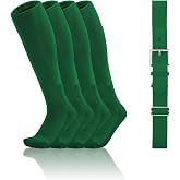 QBK Toddler Baseball Socks And Belt Set, 2 Pairs of Socks &amp; 1 Belt | Toddler to Youth Baseball, Softball, Tee Ball Socks and Belt Combo Set for Boys and Girls, Sizes 2T-16Y