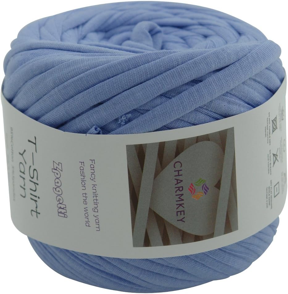 Charmkey Zpagetti T Shirt Yarn Strong Recycled Cotton Blend Ribbon 6 Super Chunky Elastic Knitting Cloth Fabric for Bag Cushion and DIY Crocheting Projects, 1 Skein, 8.82 Ounce (Lavender Lustre)