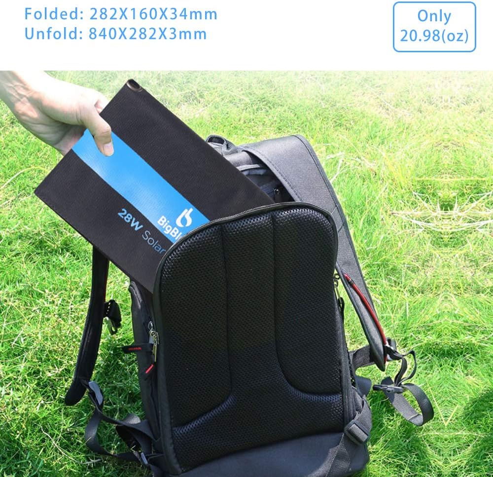 [Upgraded]BigBlue 3 USB Ports 28W Solar Charger(5V/4.8A Max), Foldable Portable Solar Phone Charger with SunPower Solar Panel Compatible with iPhone 11/Xs/XS Max/XR/X/8/7, iPad, Samsung Galaxy LG etc.