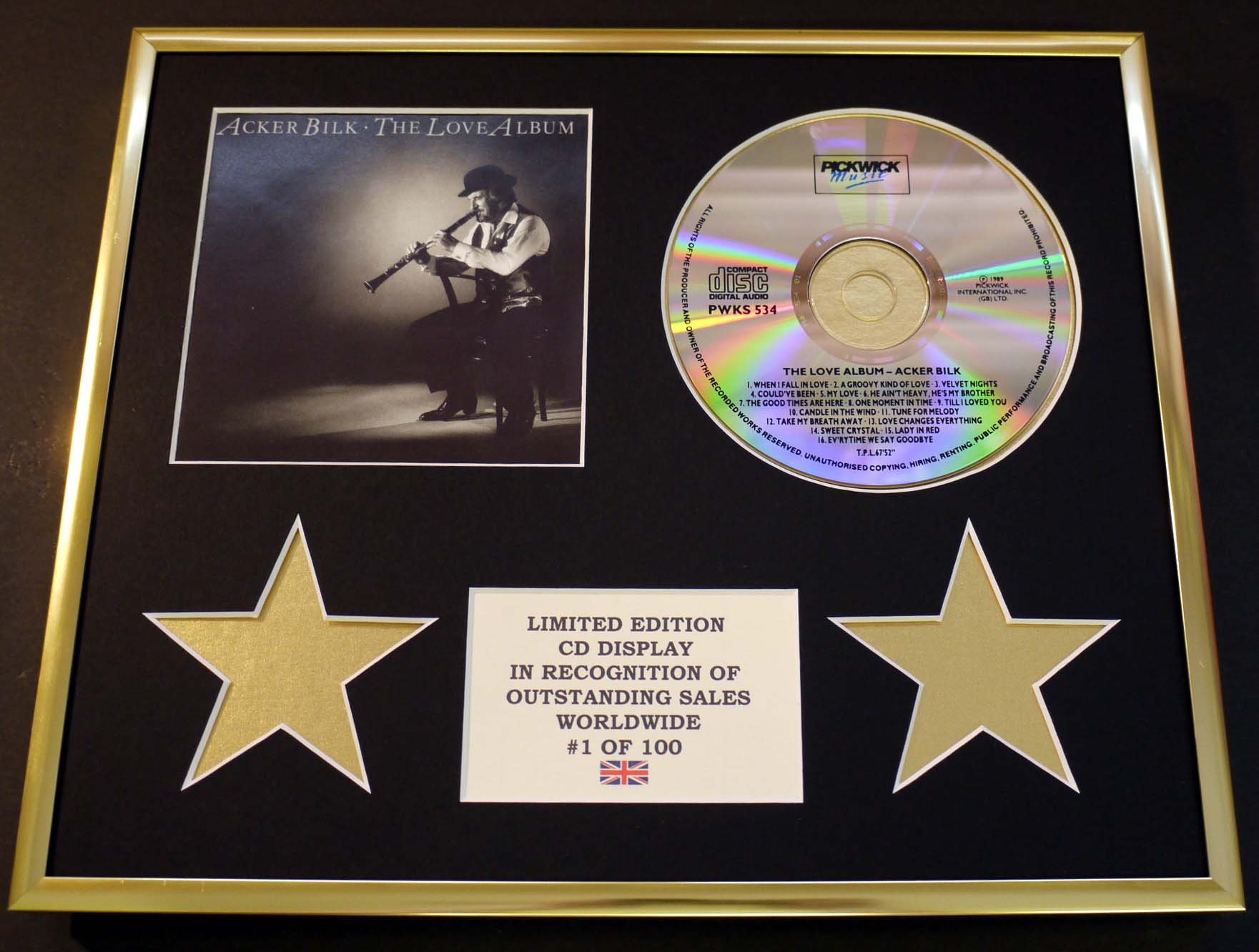 ACKER BILK/CD DISPLAY/LIMITED EDITION/COA/THE LOVE ALBUM
