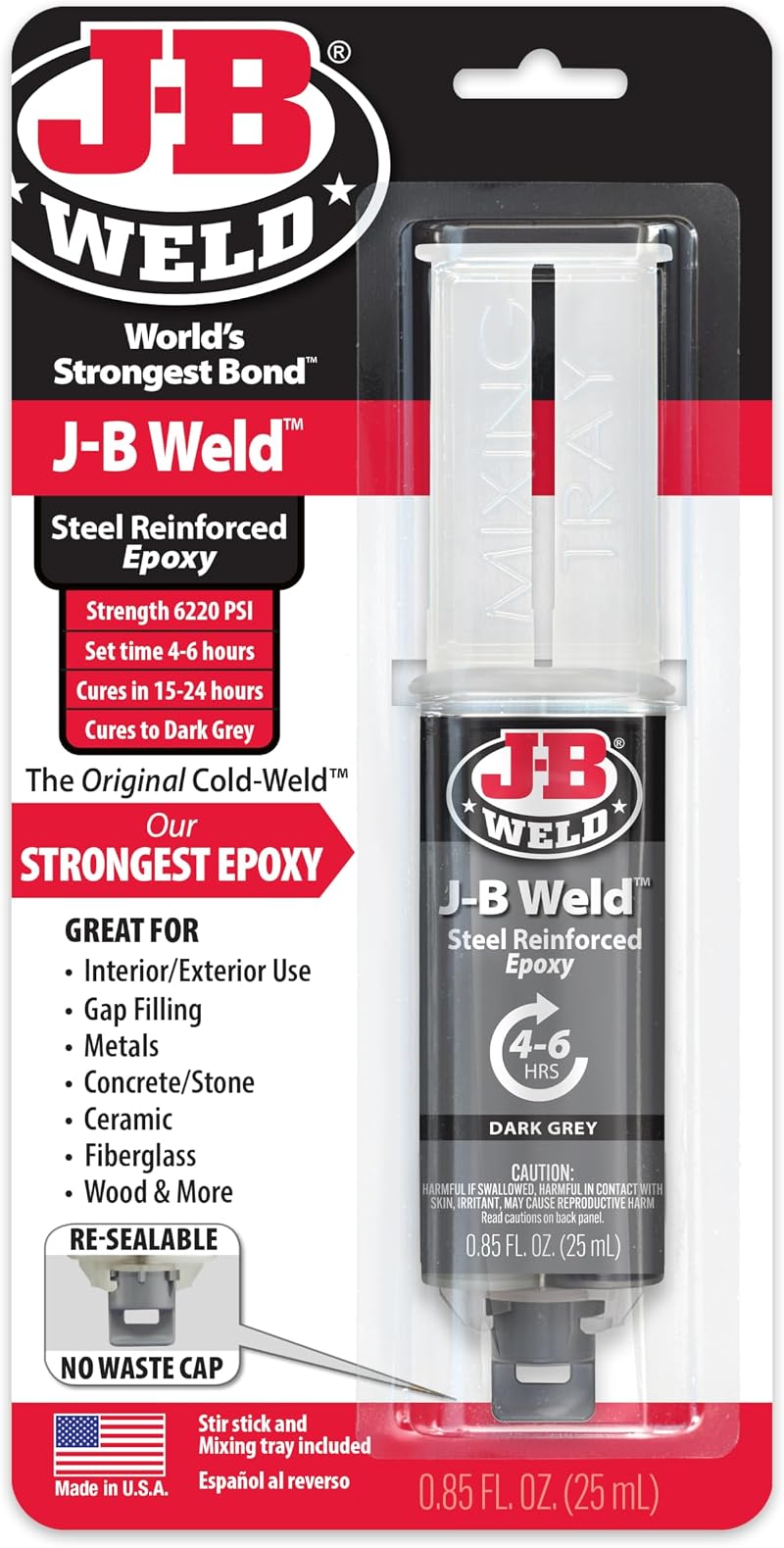 J-B Weld Syringe Original Cold-Weld Two-Part Epoxy 25ml Dark Grey