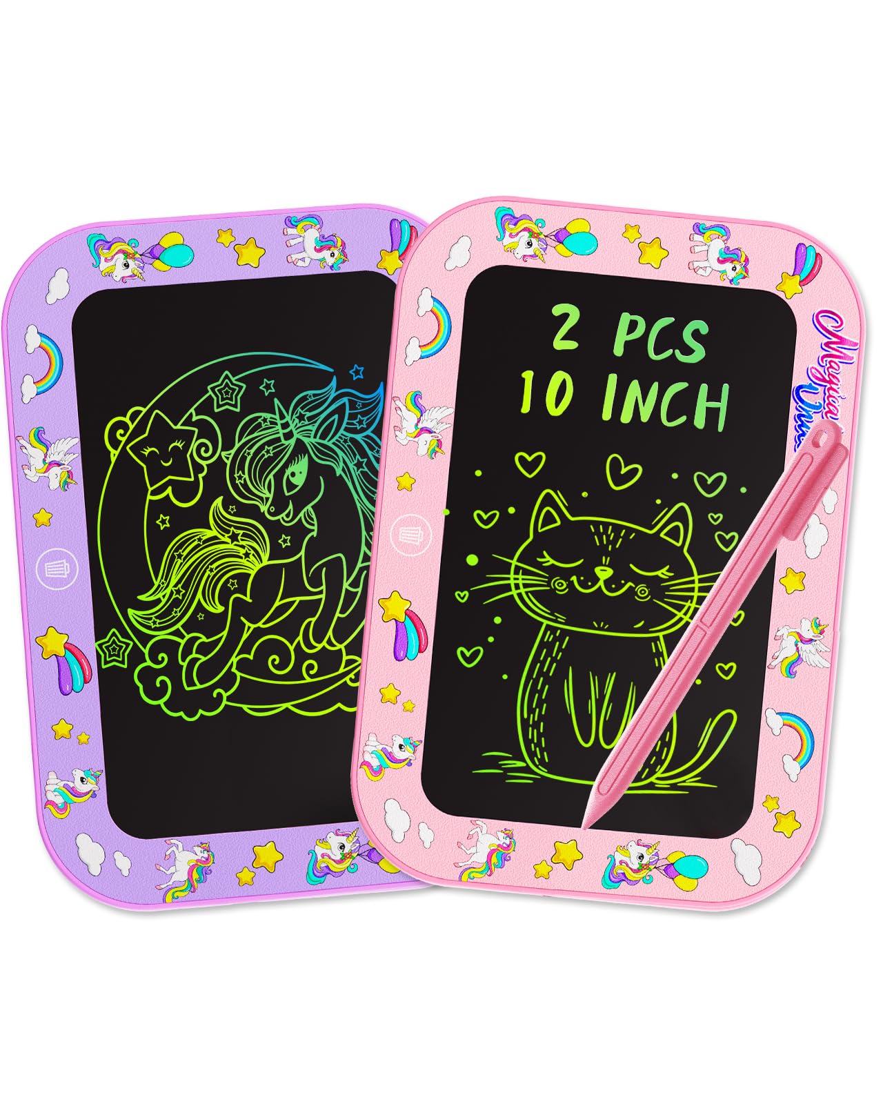 UZAHSK 2 Pack LCD Writing Board for Girls Boys Kids,10 Inch Colorful Toddler Doodle Board, Educational Learning Toys for 3-8 Years Old as Gift(Purple&Pink)