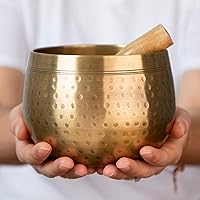 Meditative Himalayan Singing Bowl with Mallet and Cushion ​-Tibetan Sound Bowls for Energy Healing, Mindfulness, Grounding, S