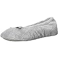 isotoner Women's Diamond Microterry Gemma Ballerina Slippers-Suede Sole with Memory Foam Comfort, Machine Washable