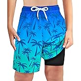 MaciRept Boys Swim Trunks Bathing Suit Swim Shorts for Boys Swimming Trunks with Boxer Brief Liner Swimsuit Board Shorts