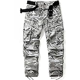 AKHIKING Men's Camo Cargo Work Pants Raw Edge Cotton Casual Streetwear Ripstop Outdoor Trousers with Multi Pockets