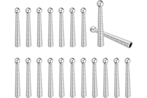 PATIKIL Bolo Tie Tips, 20Pcs 2 Inch Long Alloy Bolo Tie Supplies Replacement Cord End Caps 5mm Diameter for DIY Crafts Clothes Decor, Silver Tone