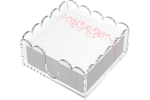 YAGELI Clear Acrylic Napkin Holder – Elegant Scalloped Tray for Cocktail, Bathroom, Kitchen & Dining – Flat Paper Towel & Disposable Napkin Organizer for Weddings, Bars, Hotels and Home(5.4x5.2in)