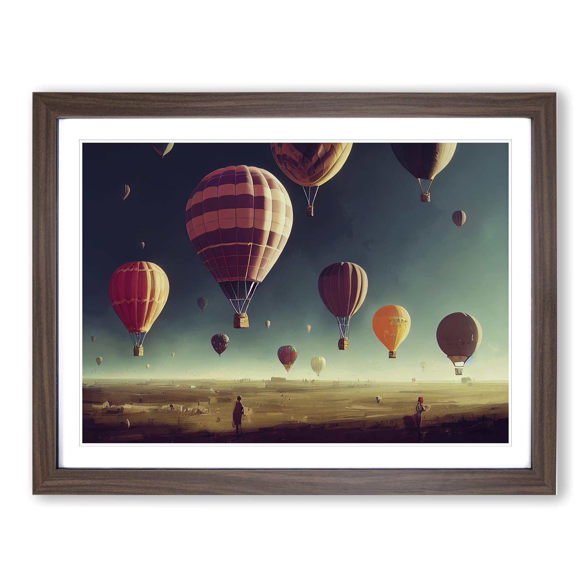 Mesmerising Hot Air Balloons Framed Print | A4 Walnut Framed Wall Art | Ready to Hang | Modern Nature Picture | Living Room Bedroom Lounge Office
