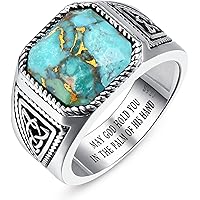 Real Square Turquoise Rings For Men With Eagle 925 Sterling Silver Genuine Gemstone Chunky Southwest Ring Jewelry For Husband - Product Details