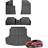 Floor Mats & Cargo Mat Compatible with Kia K5 2021-2025 2026 (FWD Only) & Hyundai Sonata 2020-2026 (FWD & Gas Only) - Custom Fit TPE Floor Liners All Weather Trunk Cargo Liner Car Mats K5 Accessories