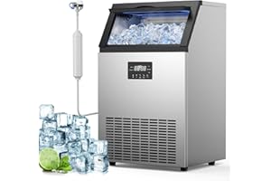 LIONCHO Commercial Ice Maker 150LBS/24H, 45 Ice Cubes in 8-15 Minutes，Under Counter Ice Maker 15 inch Wide with 50LBS Storage Bin, Self Cleaning Freestanding Ice Machine for Home & Commercial
