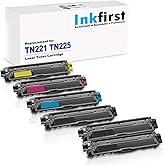 6 Inkfirst Toner Cartridges Compatible Remanufactured for Brother TN-221 TN-225 Black, Cyan, Magenta, Yellow (1 Set + 2 Black
