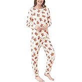 EASWEET Bamboo Viscose Jogger Pajama Set for Women Long Sleeve Super Soft Sleep Set Comfy Pjs Sets