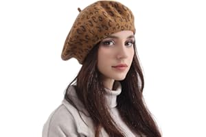BAIYUN Classic Wool Leopard Beret Hats for Women Man Painter hat French Beret for Man Woman Warm Winter.