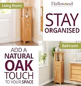 Hallowood Furniture Waverly Oak Open Top Tower Slim Storage Cabinet view 5