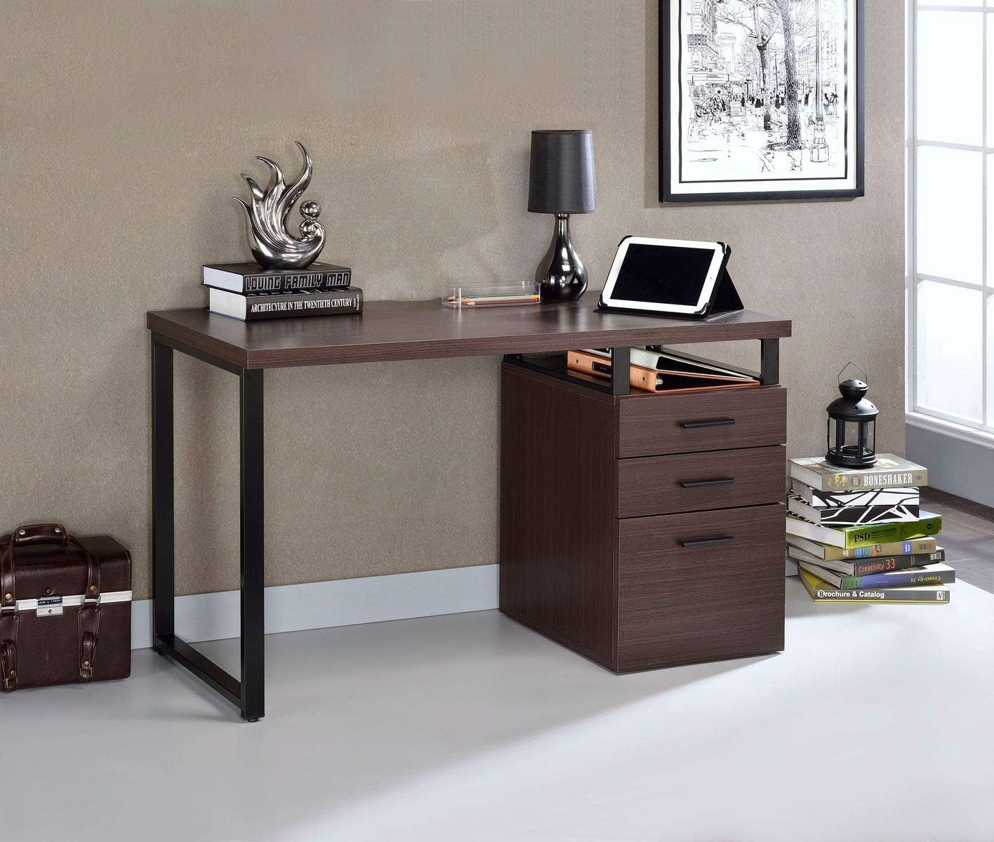 JOCESTYL Home Office Desk, with 3 Drawers Writing Desk and
