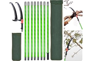 Shaledig Manual Pole Saws for Tree Trimming, 7.3-27FT Sharp Pole Pruners for Tree Trimming with 8 Long Handle Extendable Fiberglass Pole, Tree Trimmer Pruning Saw for Trimming High Branches