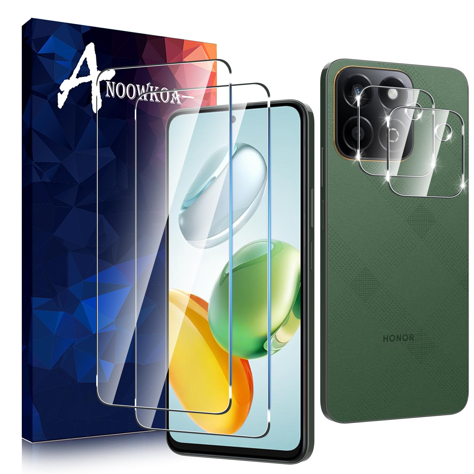 Anoowkoa 2+2 Pack for Honor 200 Smart 5G Screen Protectors and Camera Lens Protectors Guard Tempered Glass Film, Anti Fingerprints Protective Film