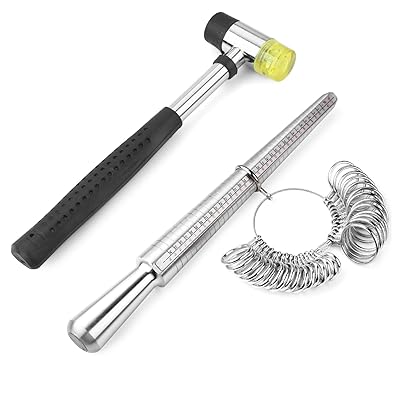 Accmor Jewelry Tools Including Rubber Jewelers Hammer &amp; Ring Mandrel with Ring Sizer Guage - US Size 0-15 for Mother's Day