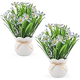 Vnezakl Artificial Flowers Plant UV Resistant Realistic Potted Faux Flowers Lifelike Greenery Maintenance Free Florals Indoor Outdoor Home Office Decor