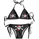TZT Women Pirate Flag Boxing Bikini Women Swimsuits Set UnderwearTwo Piece Black