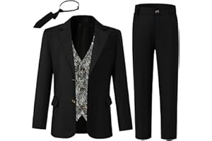 SANMIO Boys Suit 4 Piece Slim Fit Boys Suits Jacket Vest Pants Tie for Kids Suits Sets Boy Formal Tuxedo Set