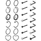 TOKRING 20G Nose Rings Hoops Nose Rings Studs for Nose Piercings Surgical Steel Nose Piercing jewelry for Women Men