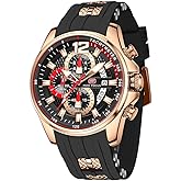 MF MINI FOCUS Men Watch Casual Fashion Wrist Watches (Chronograph/Waterproof/Luminous/Calendar) Silicon Band Quartz Watches for Men (Black2)