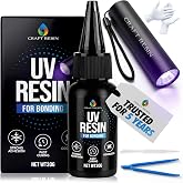 Craft Resin UV Bonding Kit with Light. Fast-Cure Glue for Quick Repairs 30g | Strong, Non-Toxic UV Glue Adhesive with Flashlight for Jewelry, Plastic, Glass &amp; Acrylic Projects