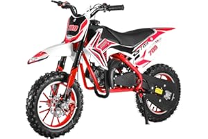 feneihe 50cc 2-Stroke Kids Dirt Bike,Dirt Bike for Kids 8-14,Mini Dirt Bike,Gas Power Pocket Rocket Bike,Gas Motorcycle with Front Rear Disc Brakes, Off Road Mini Motorcycle Max Load 330Lbs Red