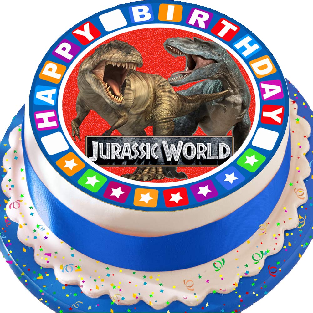 Precut Edible Icing Cake Topper 7 5 Inch Round Dinosaur Velociraptor With Happy Birthday Border Buy Online In India At Desertcart 7186